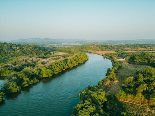 ドローン撮影, 小川, 川の無料の写真素材