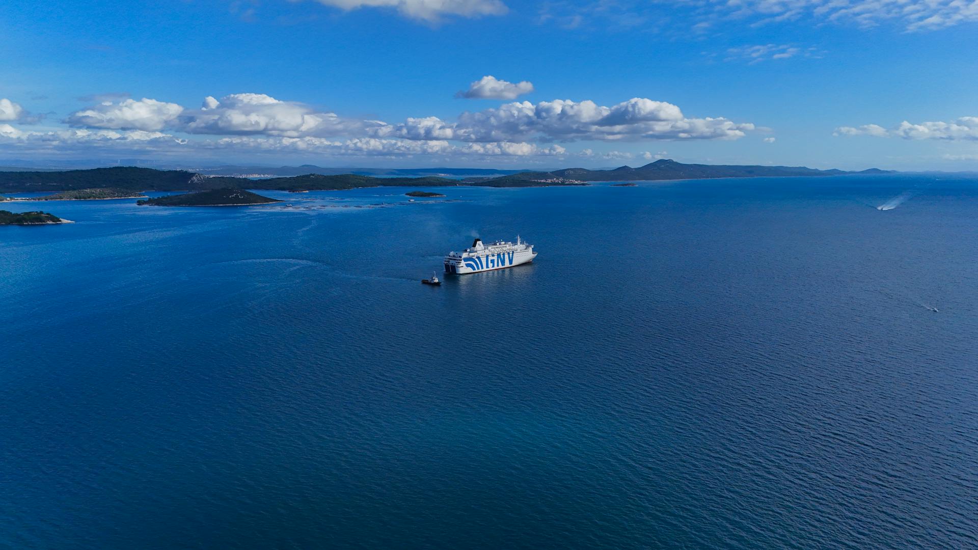 Passenger Ship on Blue Sea