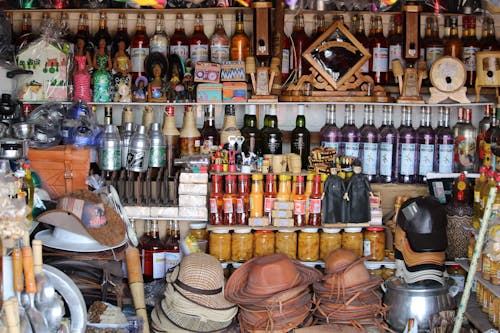 Bottles of Alcohol in a Shop 