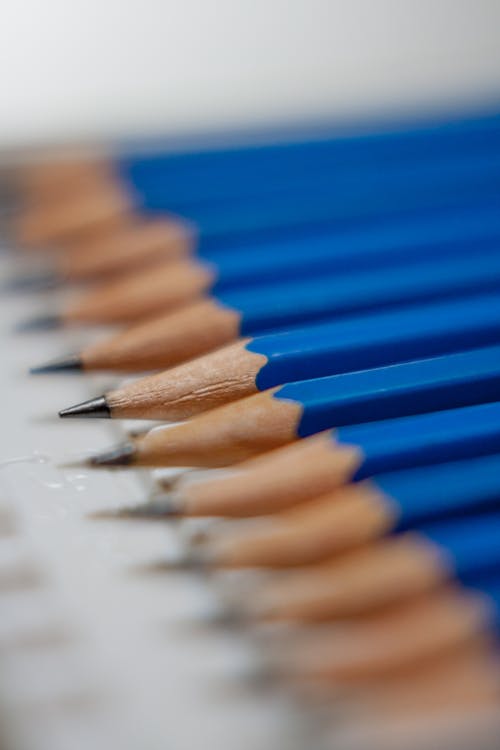 무료 파란색 연필의 틸트 시프트 렌즈 사진 스톡 사진