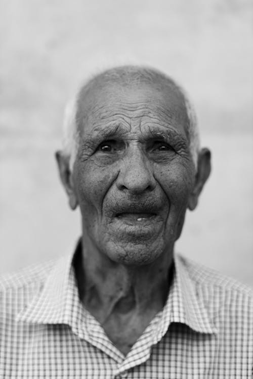 Black and White Portrait of an Elderly Man 