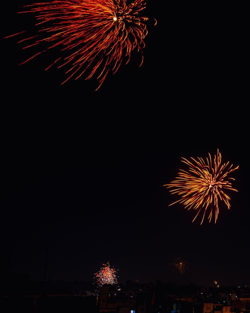 View of Colorful Fireworks against Dark Sky 