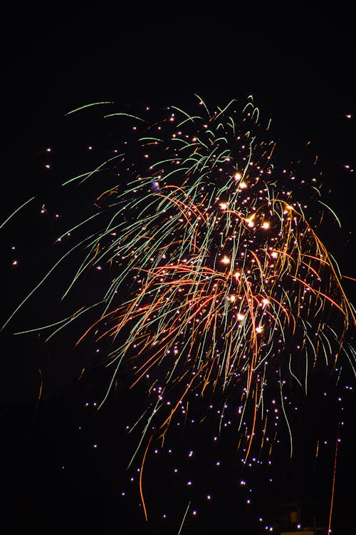 View of Colorful Fireworks against Dark Sky 