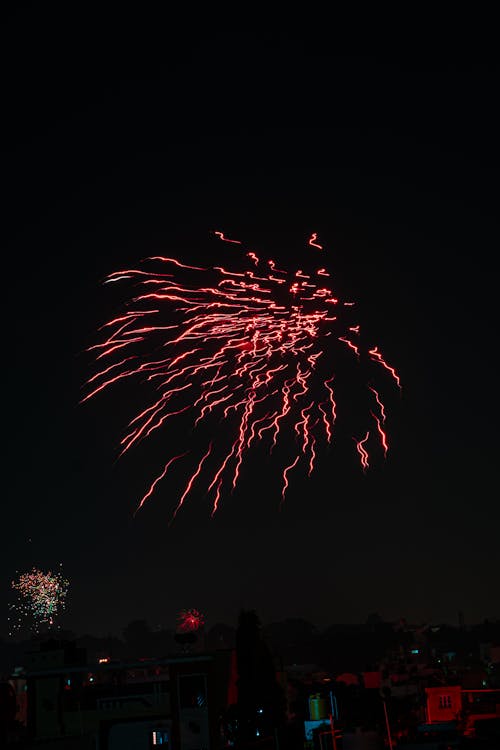 View of Colorful Fireworks against Dark Sky 
