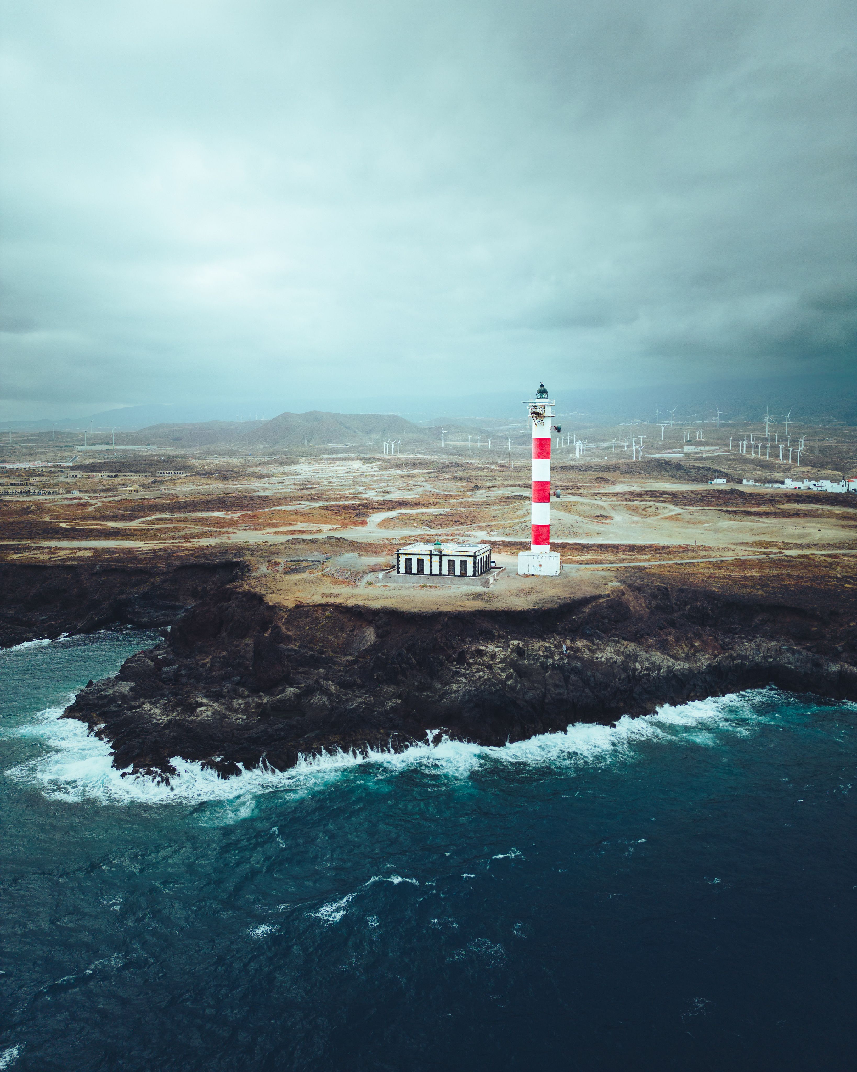 Aerial View of the Punta Rasca Lighthouse in Tenerife · Free Stock Photo