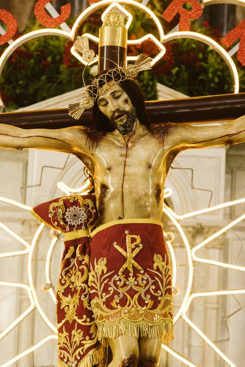 Free Close-up of a detailed crucifixion statue of Jesus Christ in Tepatitlán de Morelos. Stock Photo