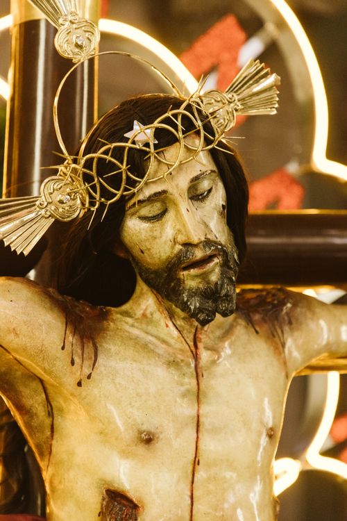 Free Detailed statue of Jesus Christ's crucifixion in Tepatitlán de Morelos, Mexico. Stock Photo