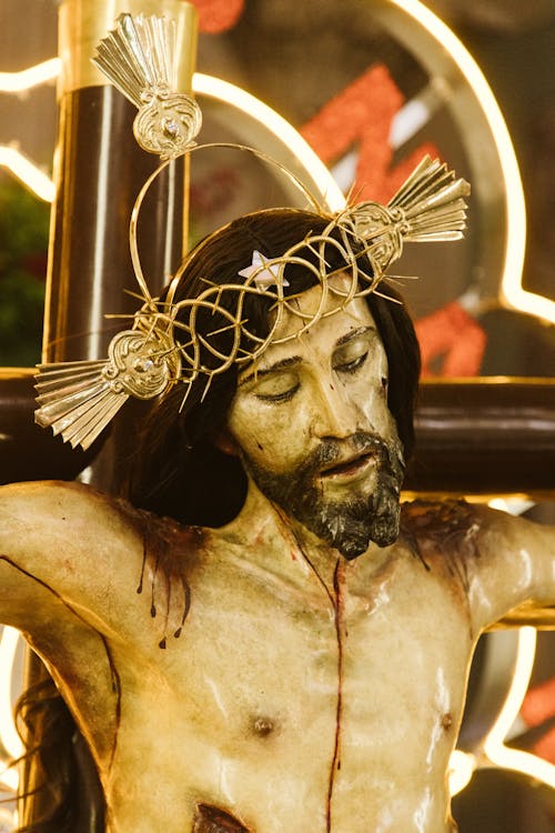 Close-up of the Sculpture of the Crucified Jesus