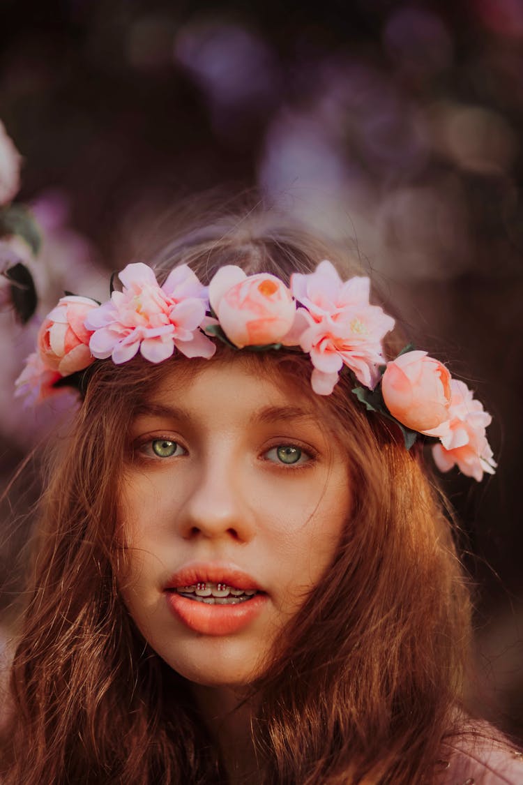 Teenager In A Chaplet Of Pink Flowers