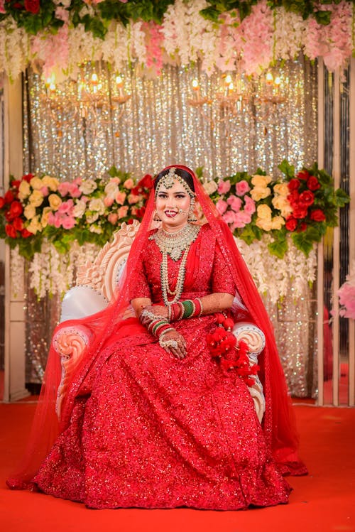 Bride in a Traditional Indian Wedding Dress 