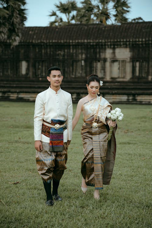 Asian Couple in Traditional Clothing 
