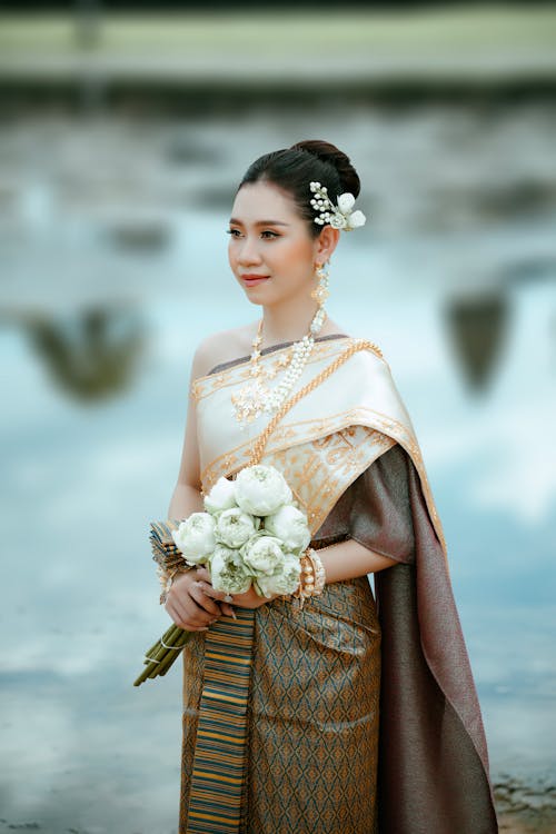 Woman in Traditional Khmer Wedding Dress 