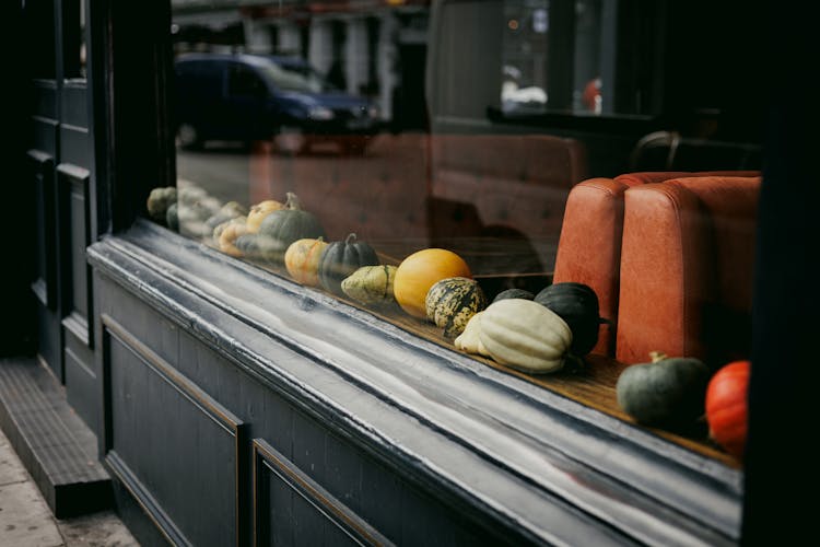 Colorful Vegetables Behind Restaurant Window