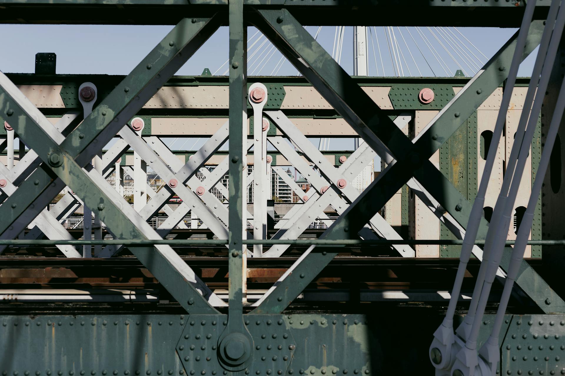 Close up of Steel Bridge Beams