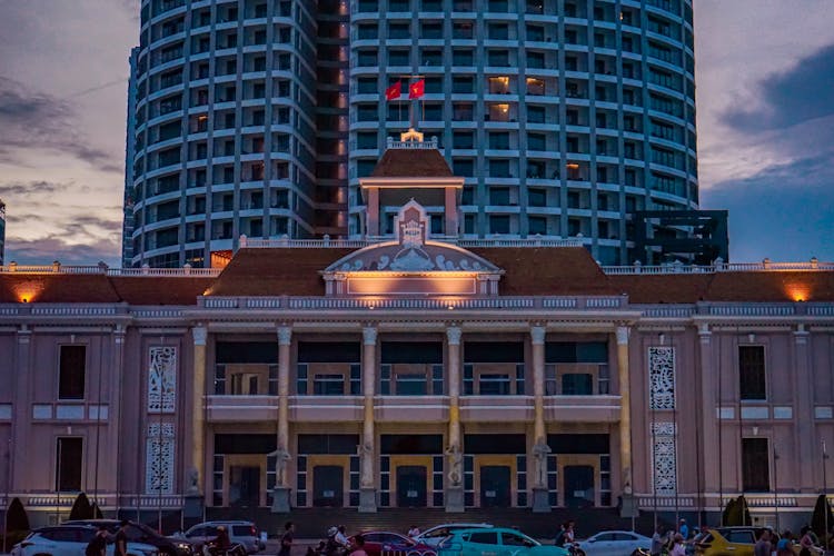 Nha Trang Convention Center Building At The Foot Of The Panorama Hotel Skyscraper