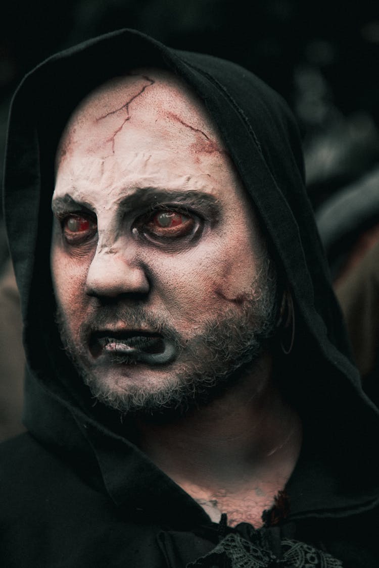 Man In A Zombie Costume And Makeup 