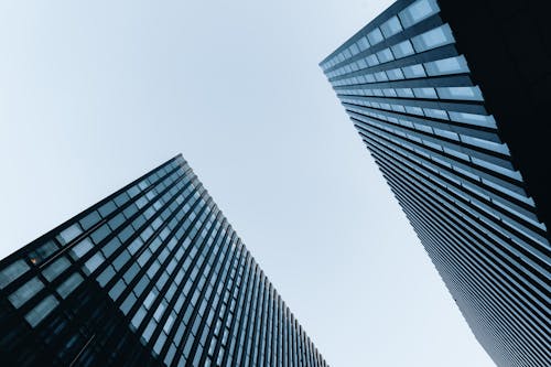 Modern Skyscrapers against Clear Blue Sky