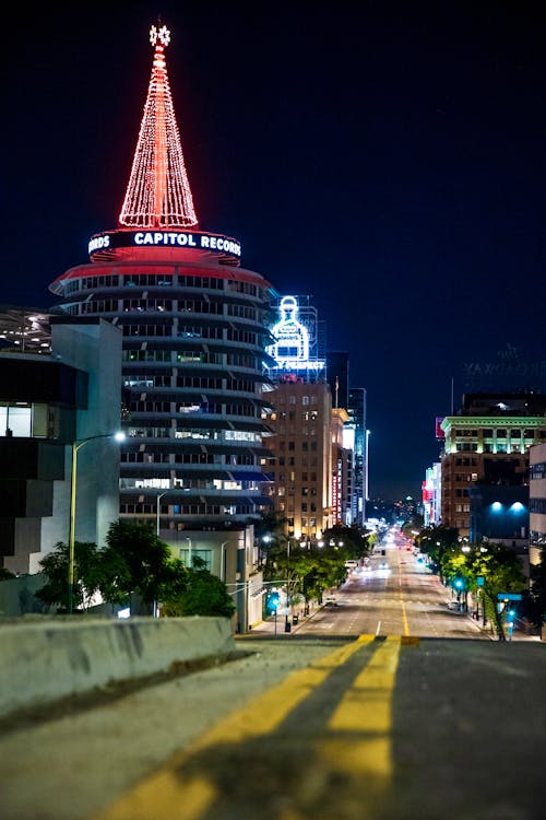 Capitol Records Building in Hollywood at Night