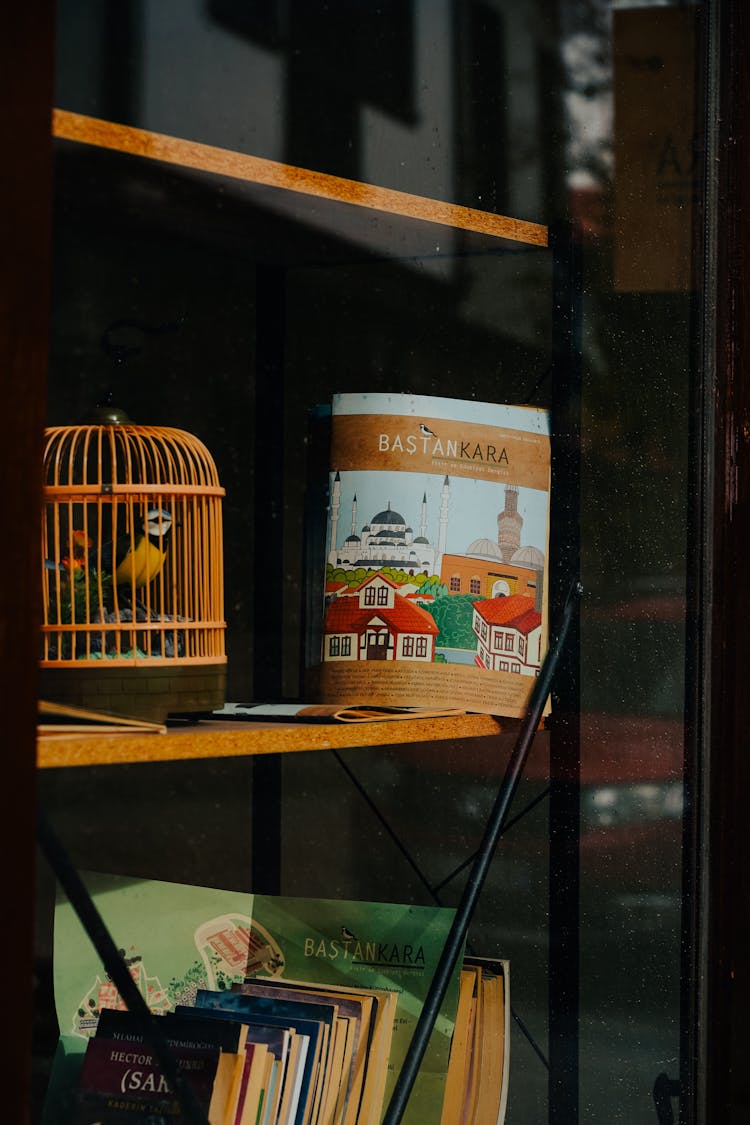 Books And Decor On Window Display