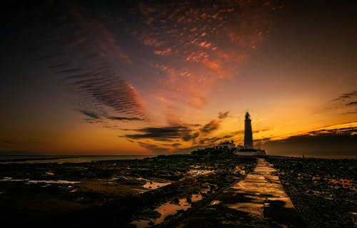 akşam, akşam karanlığı, deniz içeren Ücretsiz stok fotoğraf