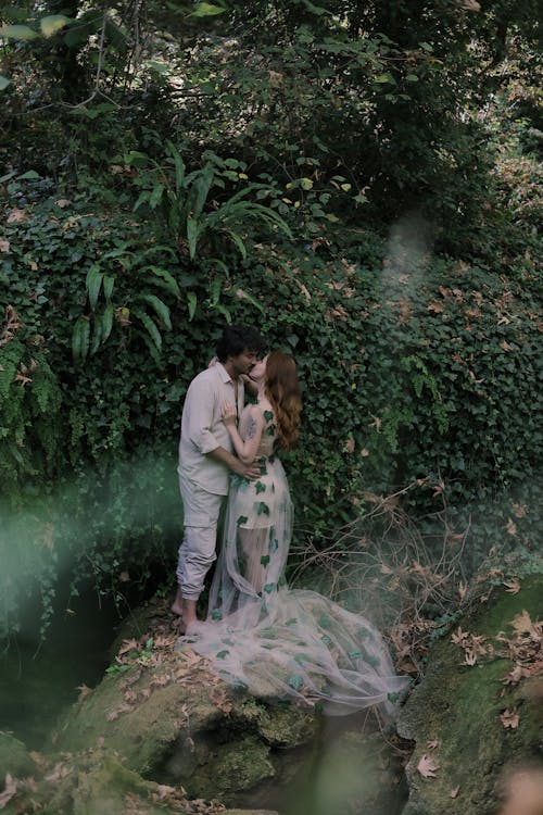 A Couple Kissing in a Garden 