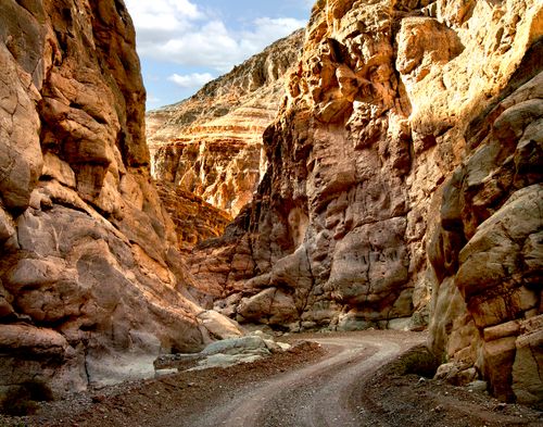 Free Explore a stunning sandstone canyon with a winding path perfect for travel and adventure. Stock Photo