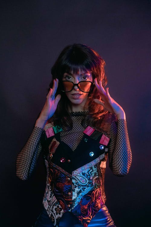 Studio Shot of Model Posing in Sunglasses