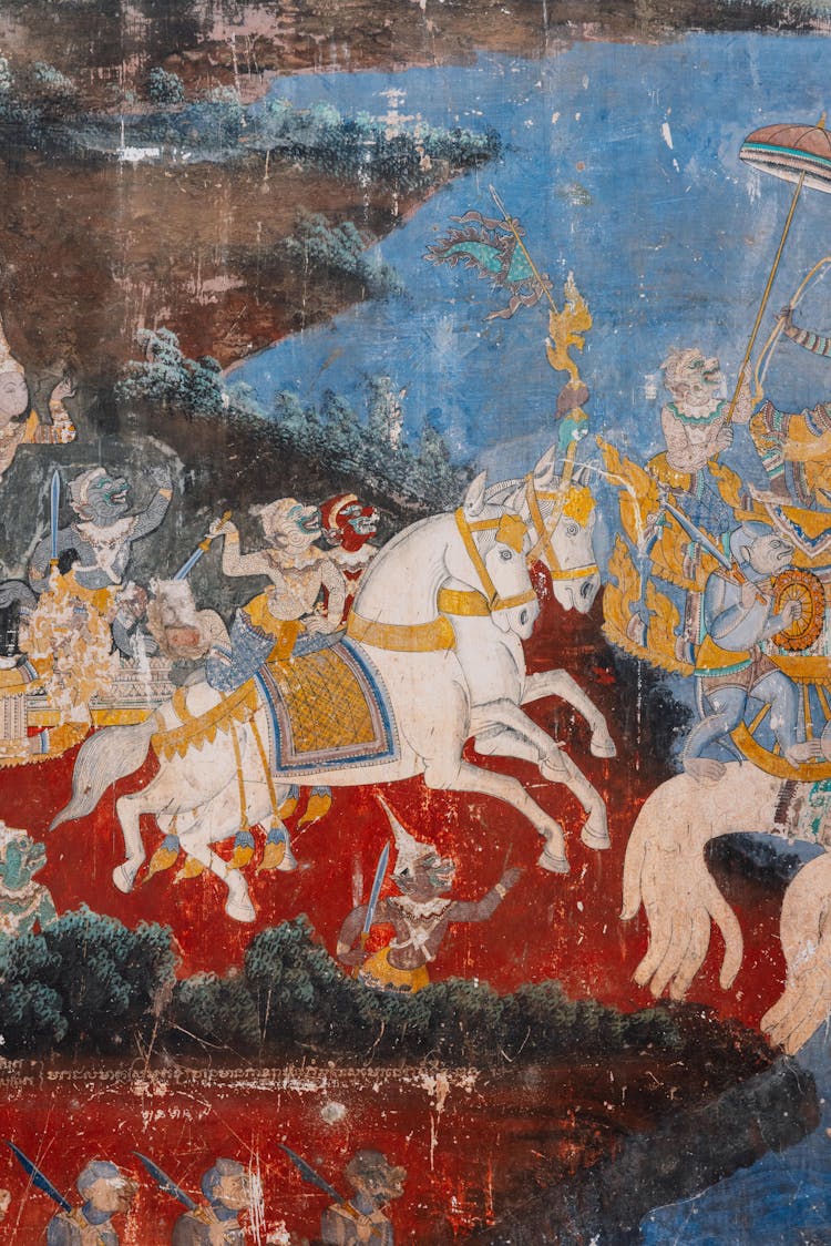 Warriors And Horses On Fresco