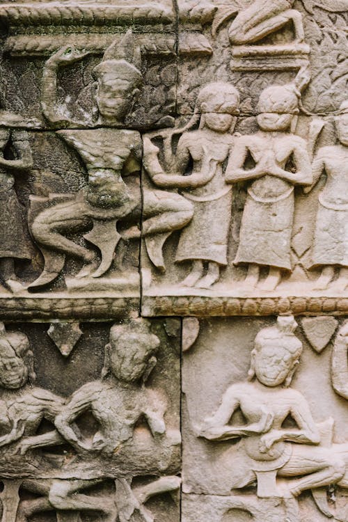 Buddhist Bas Relief at Ta Prohm Temple, Cambodia