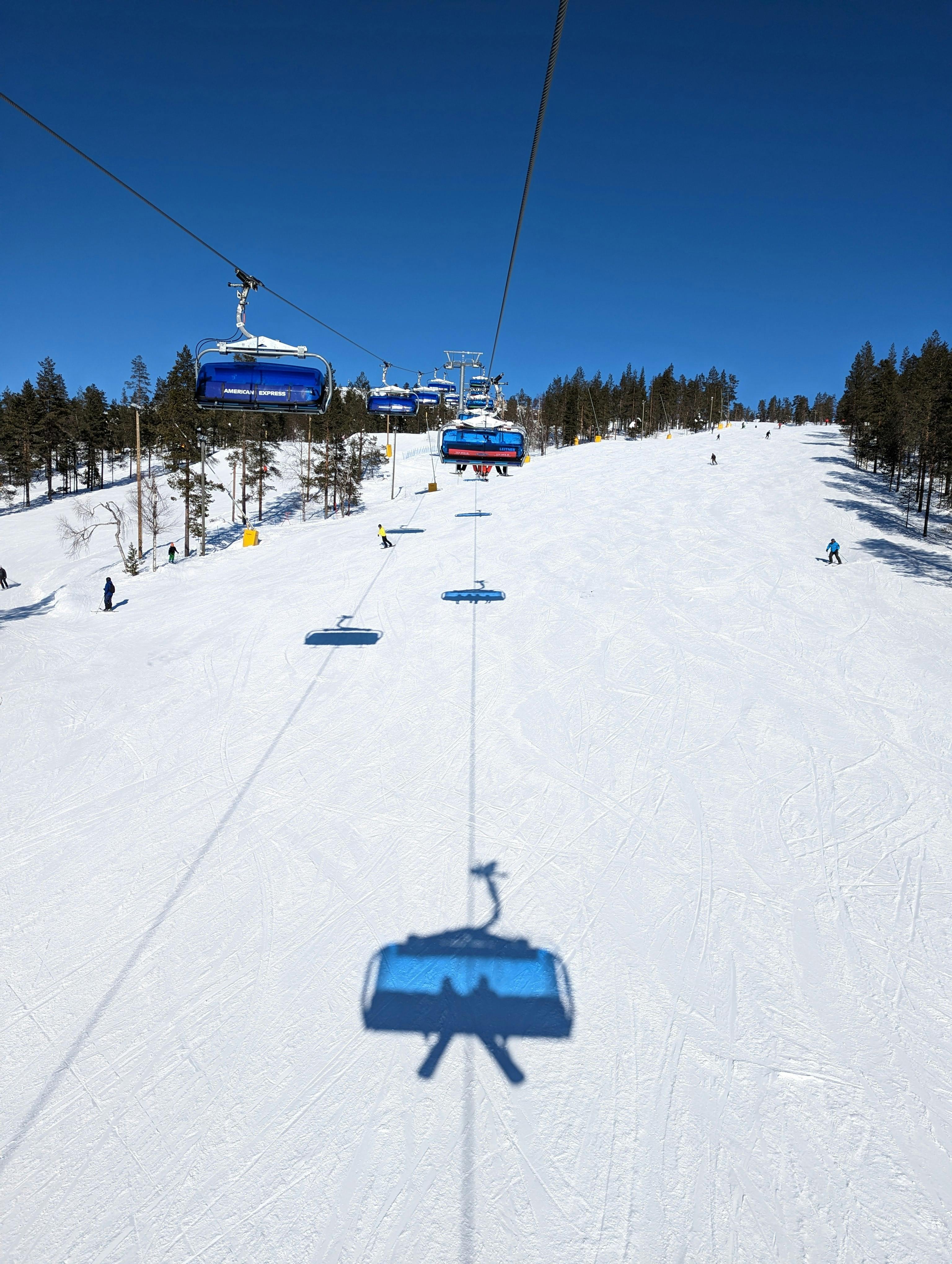 Prescription Goggle Inserts - Snow-covered ski slope with ski lift on a clear winter day in Lapland, Finland.