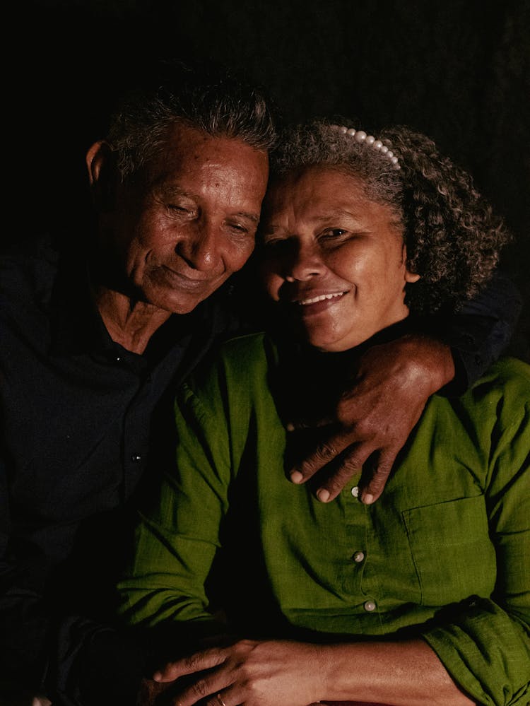 Portrait Of A Happy Senior Couple Embracing