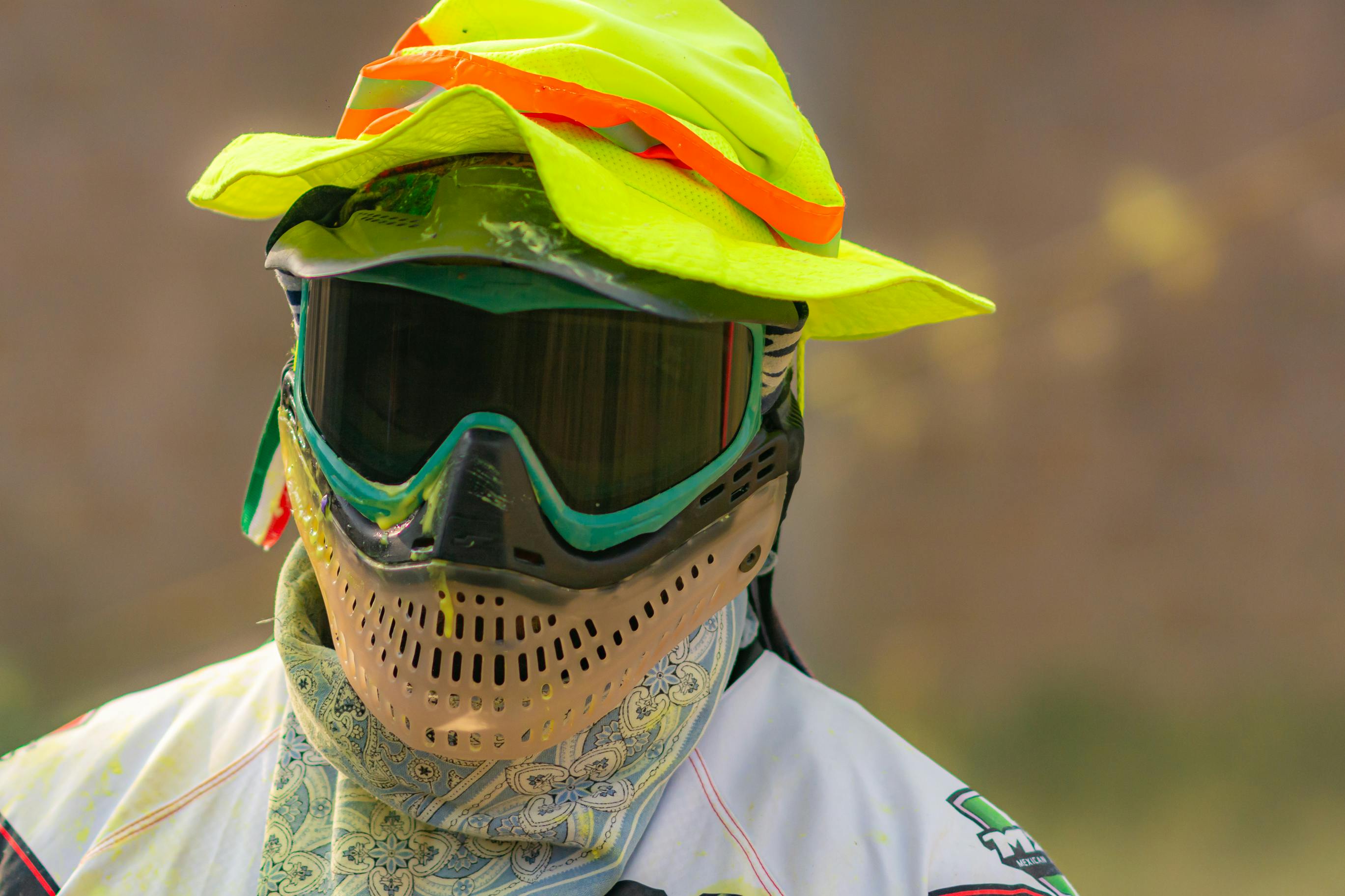 Prescription Goggle Inserts - Close-up of a paintball player wearing protective gear and mask in León, Mexico.