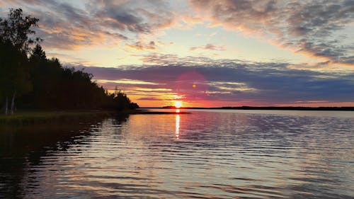 Kostnadsfri bild av midnattssol, sjön solnedgången, skandinavien