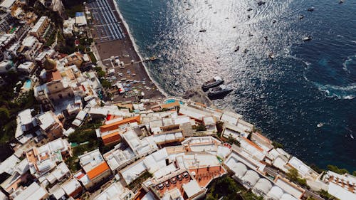 Roofs of Houses in Town on Sea Shore