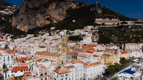 Buildings and Church Tower in Town