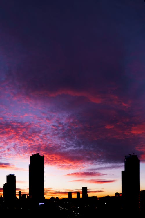 Silhouettes of Skyscrapers During Sunset