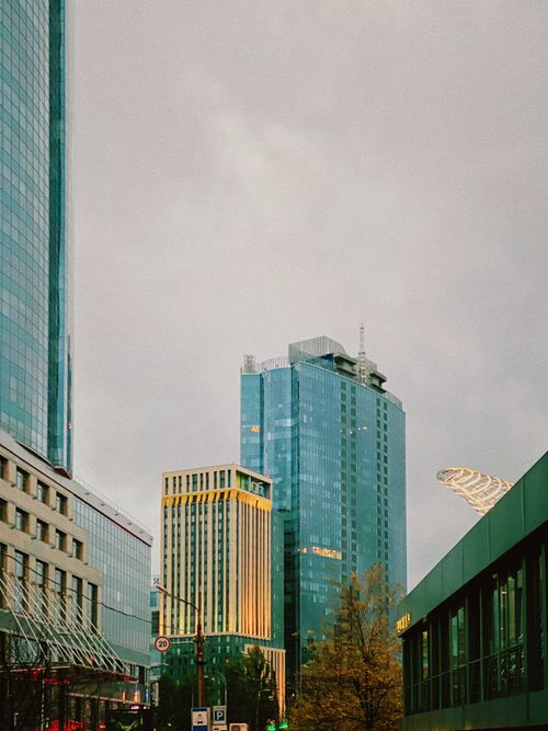Free Modern skyscrapers in Warsaw, Poland reflect the urban blend of architecture and city life. Stock Photo