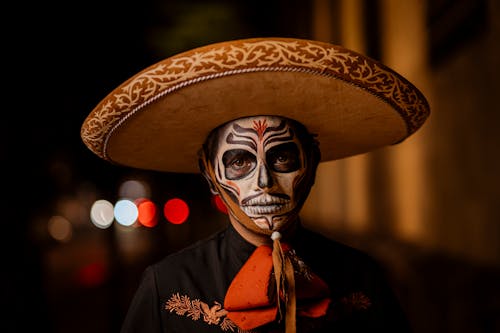 A man in a mexican costume with a sombrero