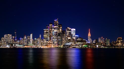 Sea Coast of Manhattan at Night