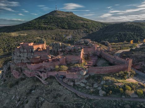 Castle of Peracense in Sierra Menera Mountains in Summer