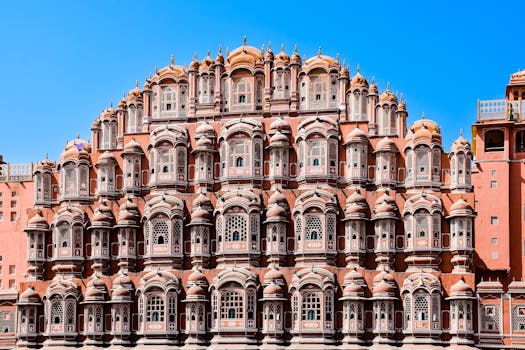 Explore the intricate architecture of Hawa Mahal, a stunning landmark in Jaipur, India.