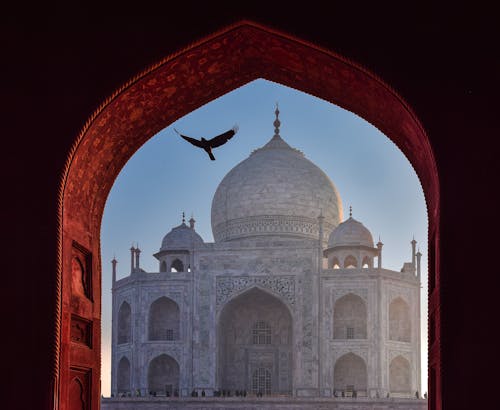 View of the Taj Mahal at Sunset, Agra, India 