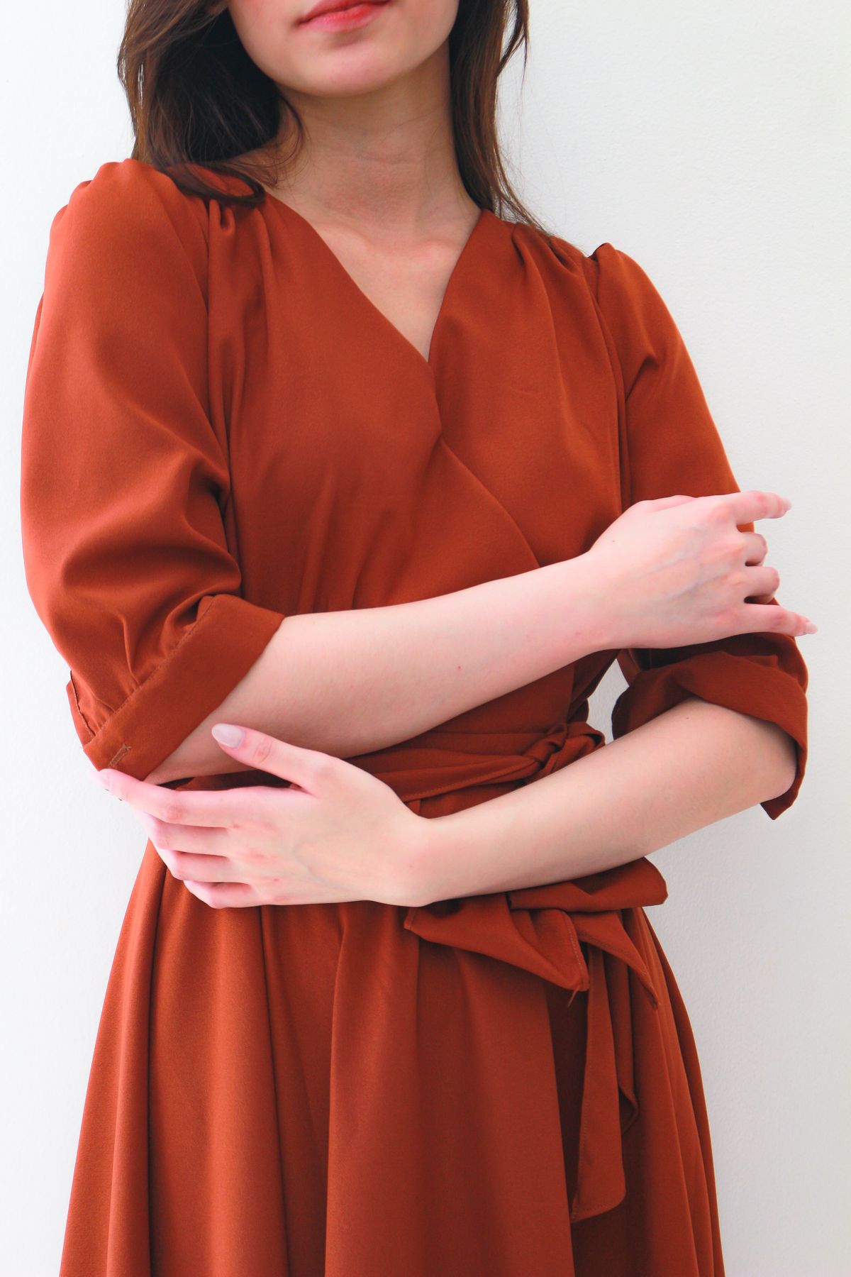 Rust wrap dress