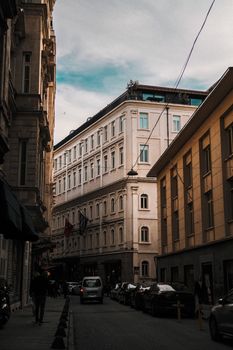 Street view of urban architecture near Galata Istanbul Hotel, Turkey.