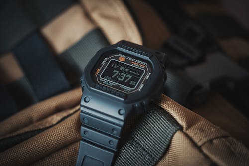 Close-up of a Black Casio G-shock Wristwatch