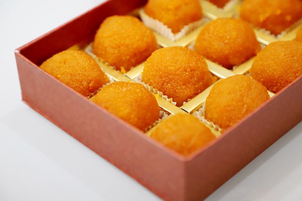 Indian sweets arranged in a box
