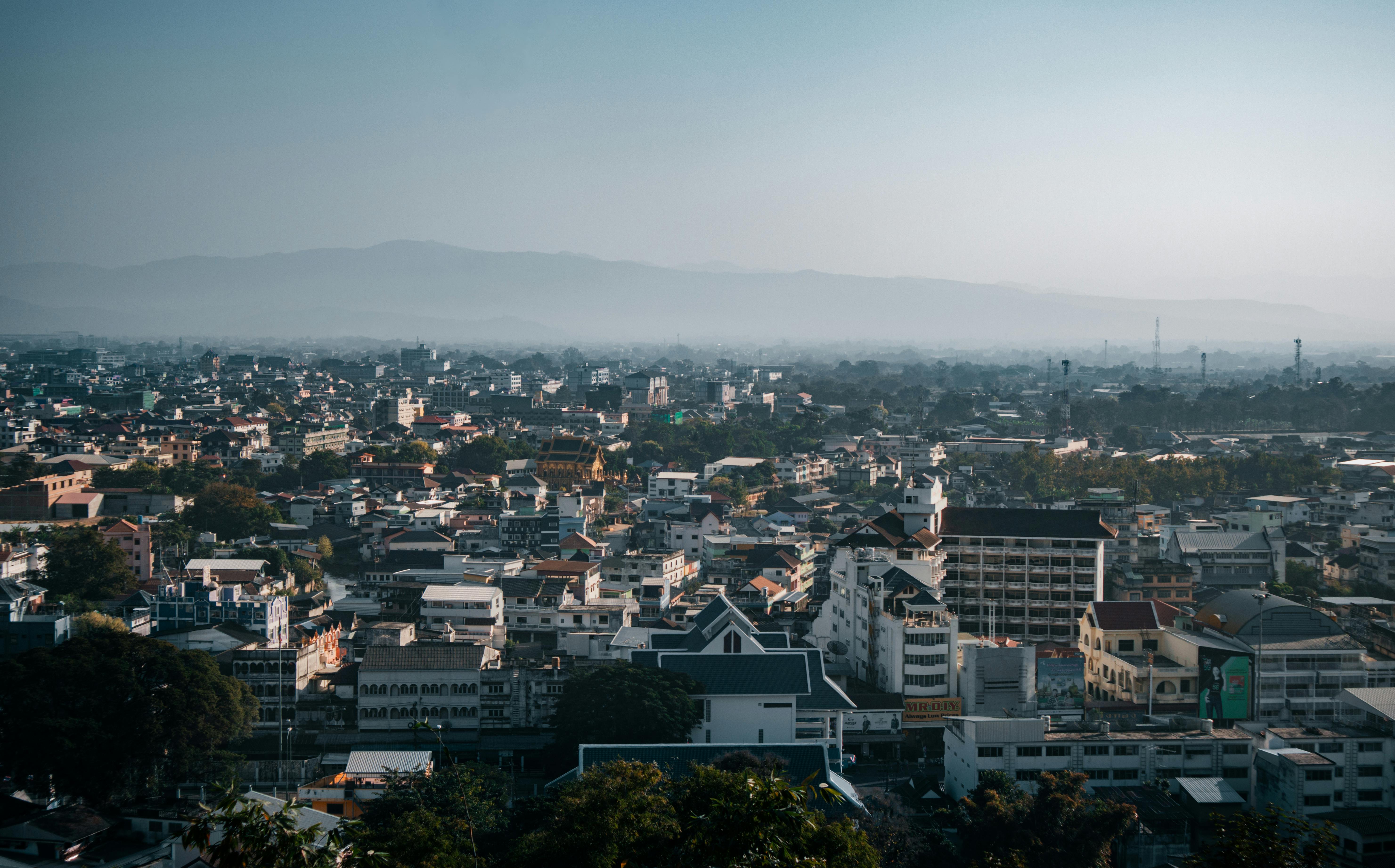 Aerial view of Mueang Chiang Rai city, showcasing its urban landscape and architecture. - Chiang Rai
