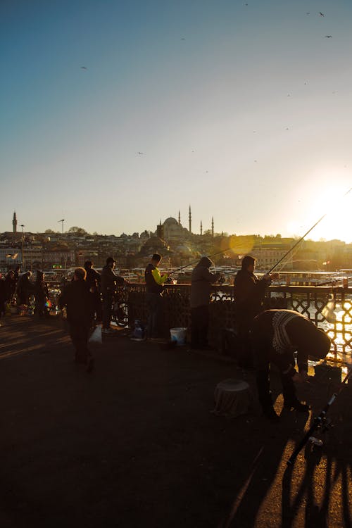 Ilmainen kuvapankkikuva tunnisteilla auringonnousu, Istanbul, kalastajat