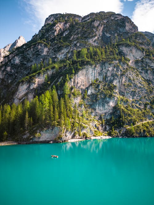 Scenic Panorama of Pragser Wildsee Lake in Italy