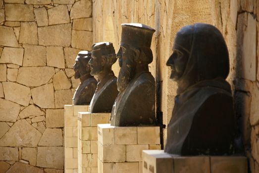 Busts of People in Arkadi Monastery, Crete, Greece